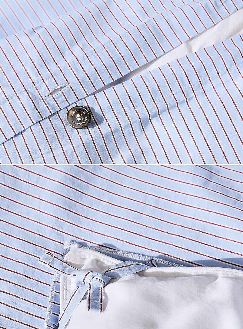 Pinstriped organic cotton duvet cover set product image 3