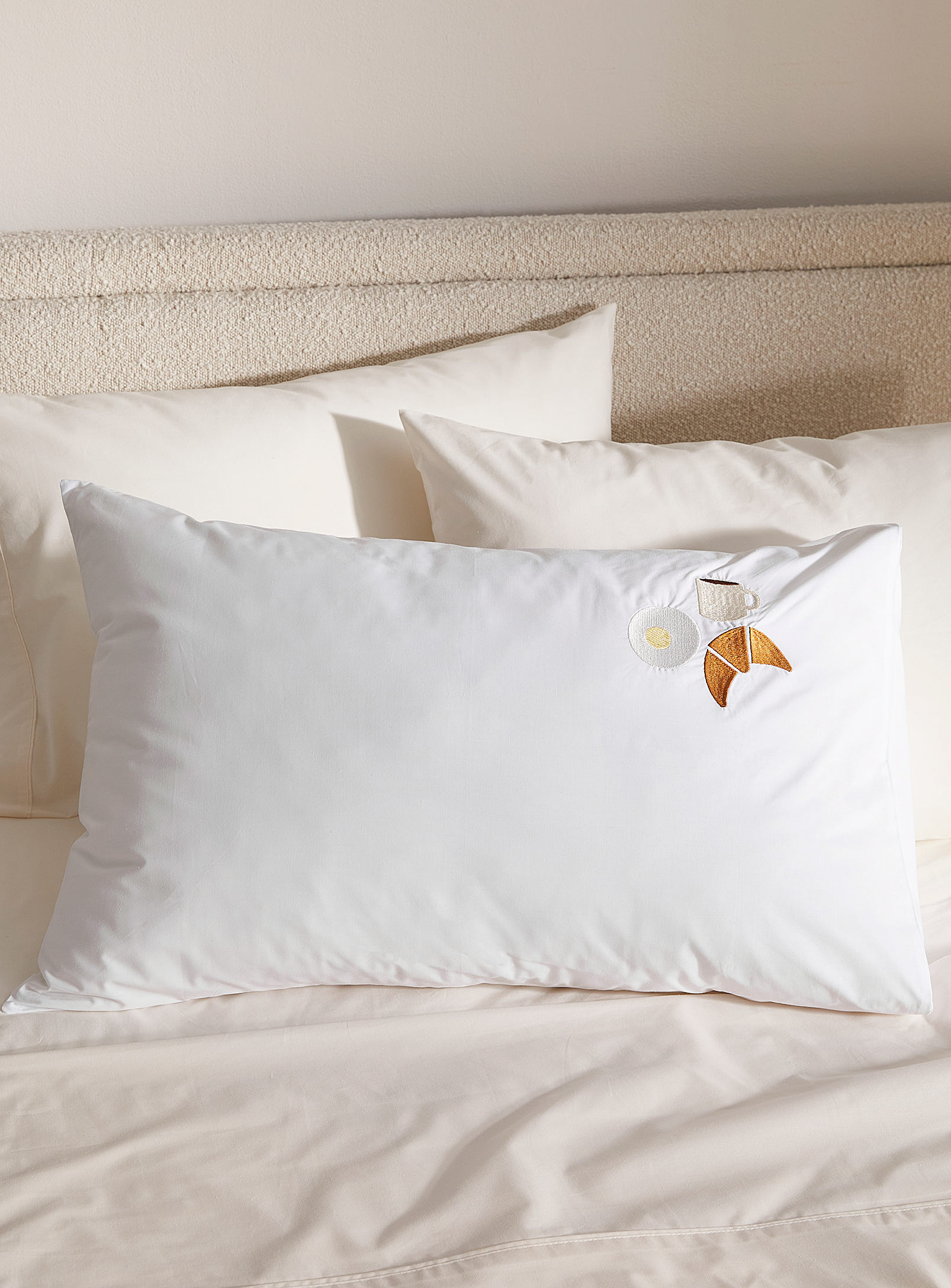 Simons Maison Breakfast In Bed Embroidered Pillowcase In White