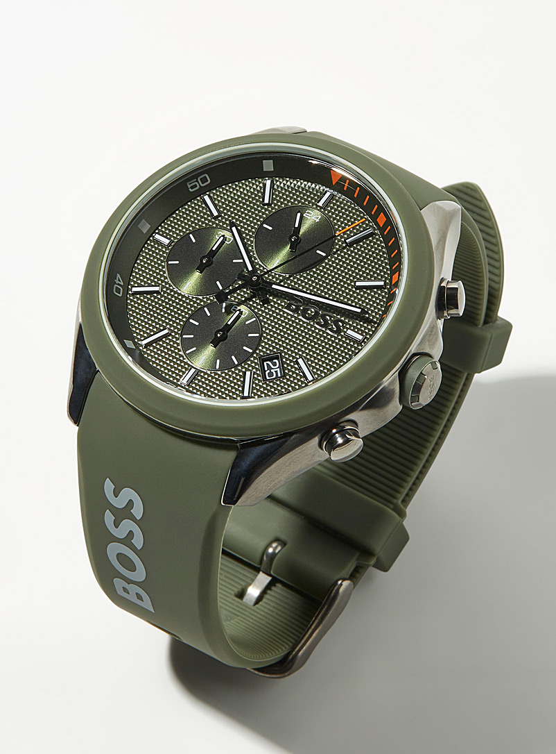 BOSS: La montre Velocity bracelet silicone Vert pour homme