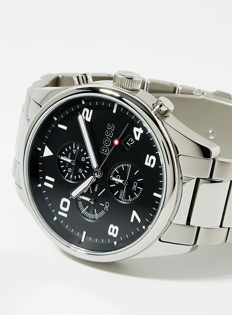 BOSS Silver Silver chronograph watch for men
