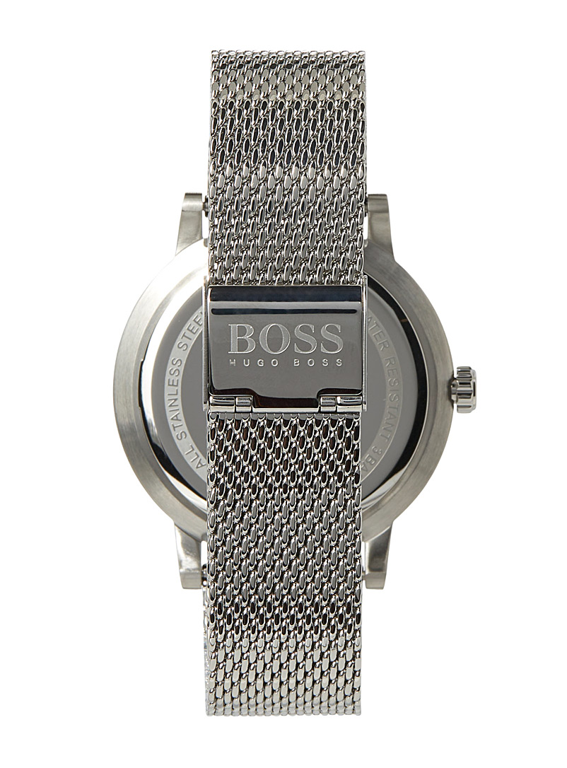 BOSS Silver Confidence silver and navy watch for men