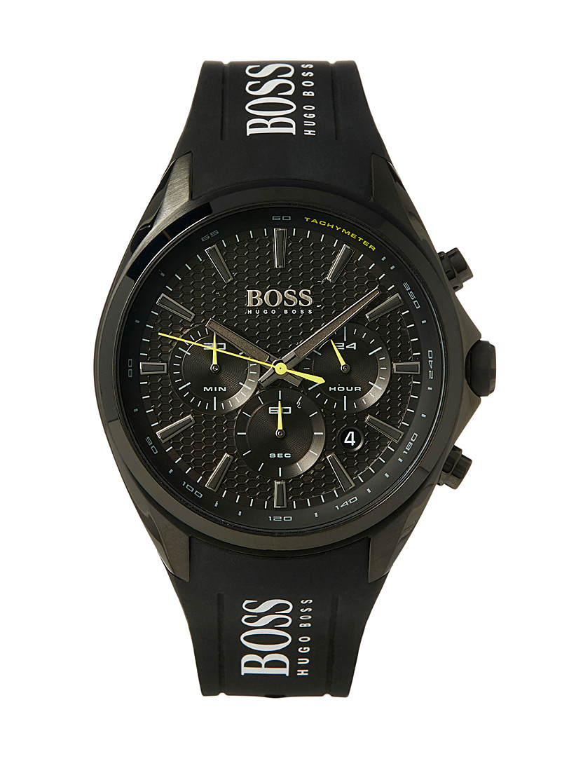 BOSS: La montre chronographe silicone Noir pour homme