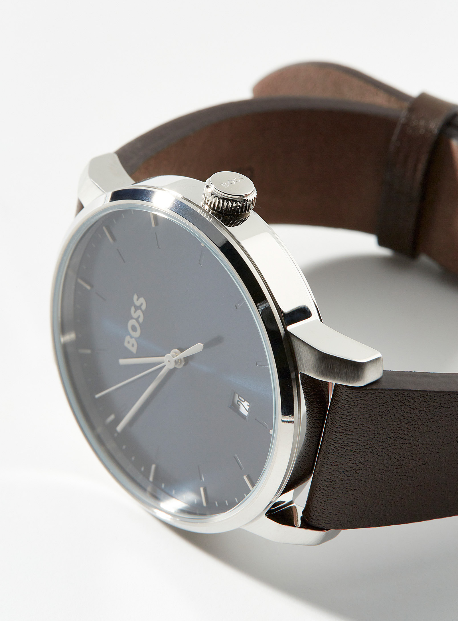 BOSS - La montre bracelet cuir cadran bleu marine