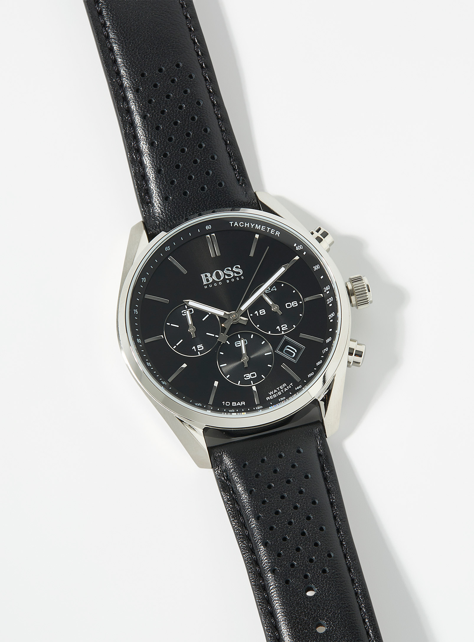 Hugo Boss Champion Chronograph Watch In Black