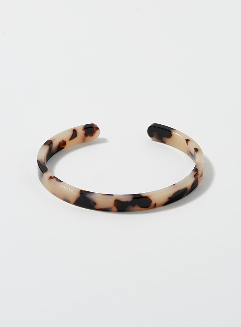 Simons Patterned Ecru Tortoiseshell cuff bracelet for women