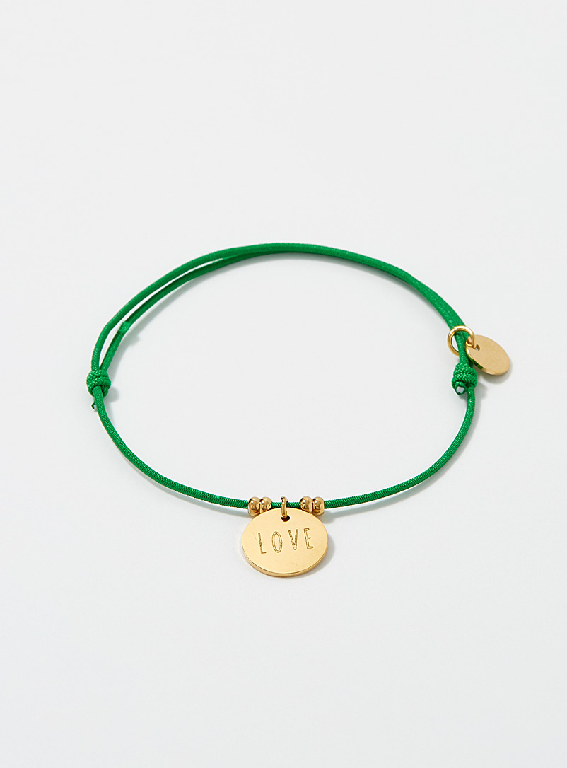 Simons: Le bracelet coloré Love Vert vif-irlandais-émerau pour femme