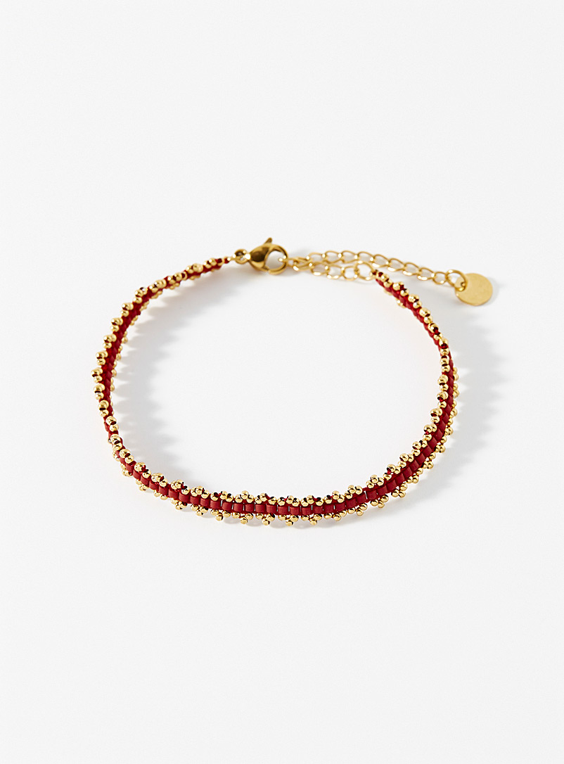 Simons Red Ornamental bead bracelet for women