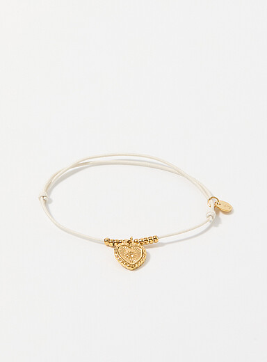 Le bracelet corde coeur dor&eacute;