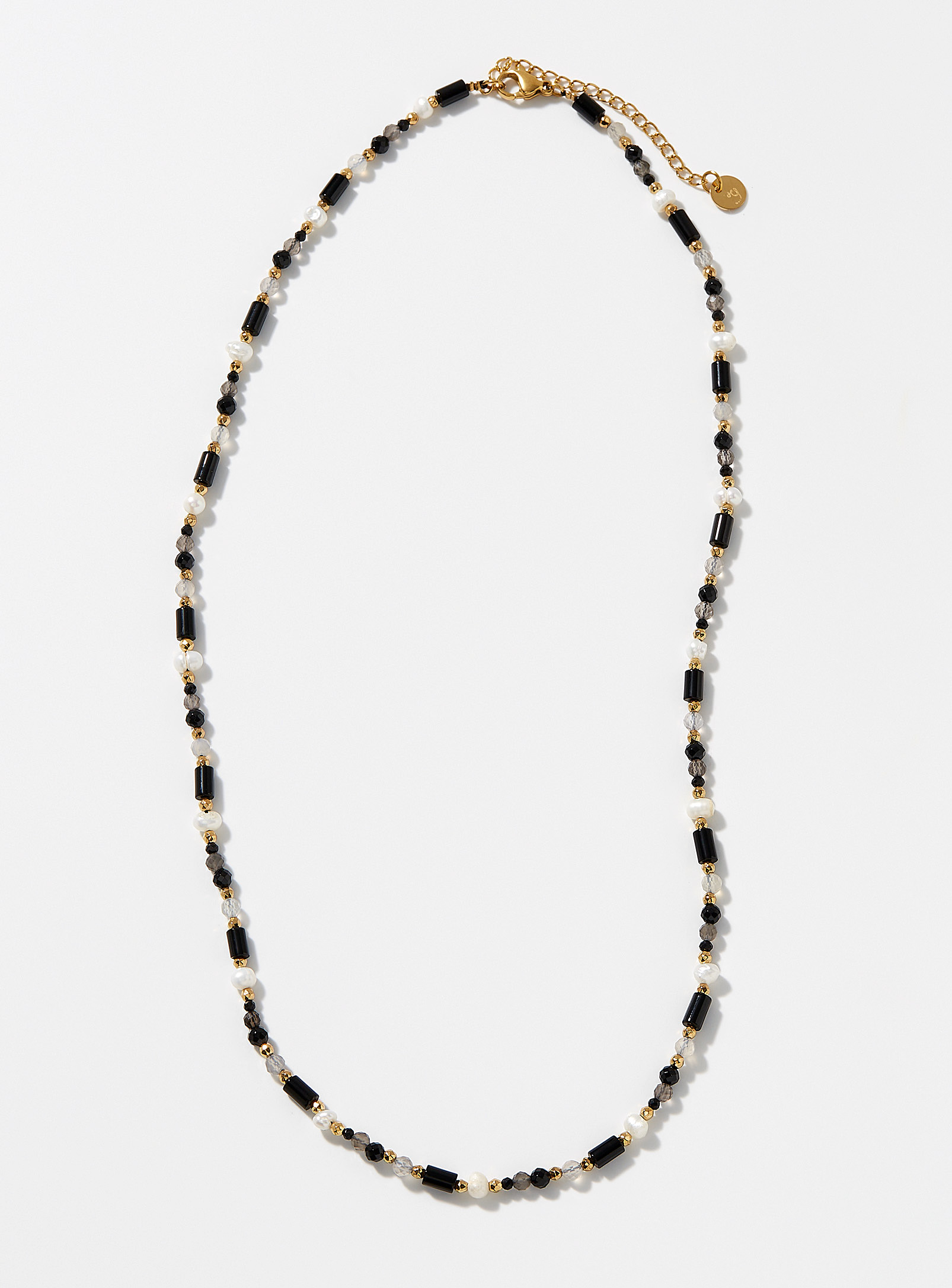 Le 31 Contrast Bead And Stone Necklace In Multi