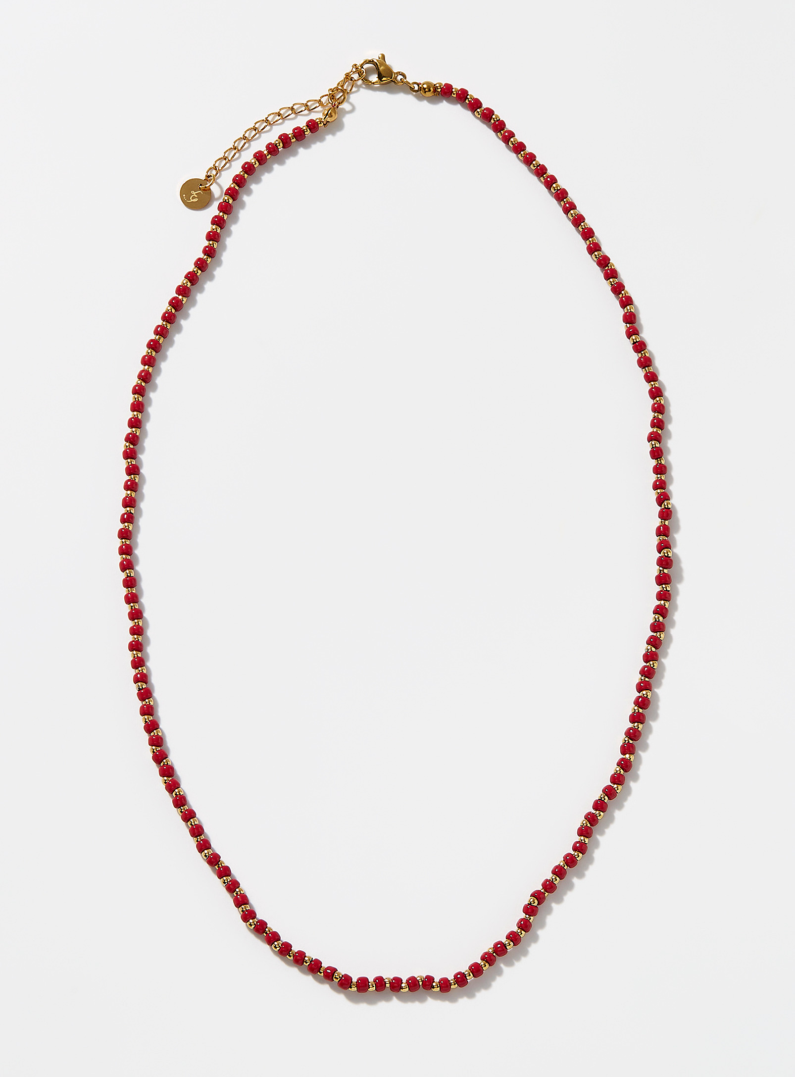 Le 31 Red And Gold Bead Necklace In Burgundy