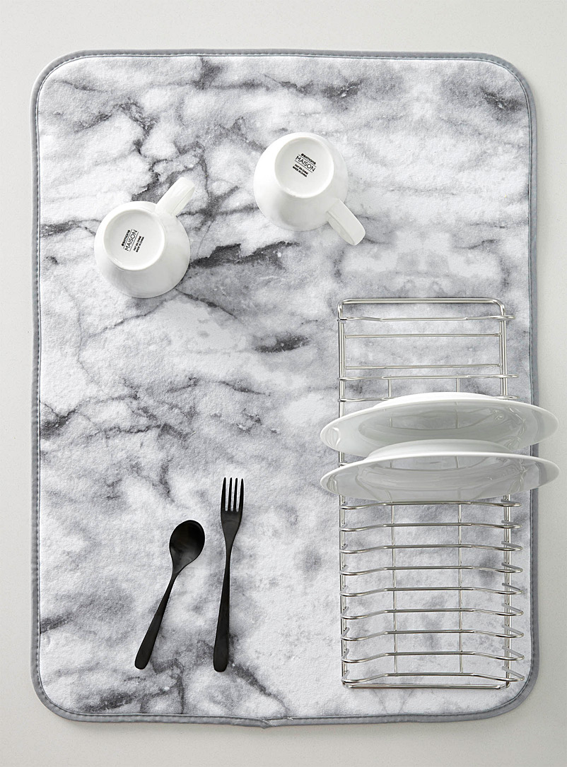 Simons Maison Patterned White Oversized marble-like drying mat
