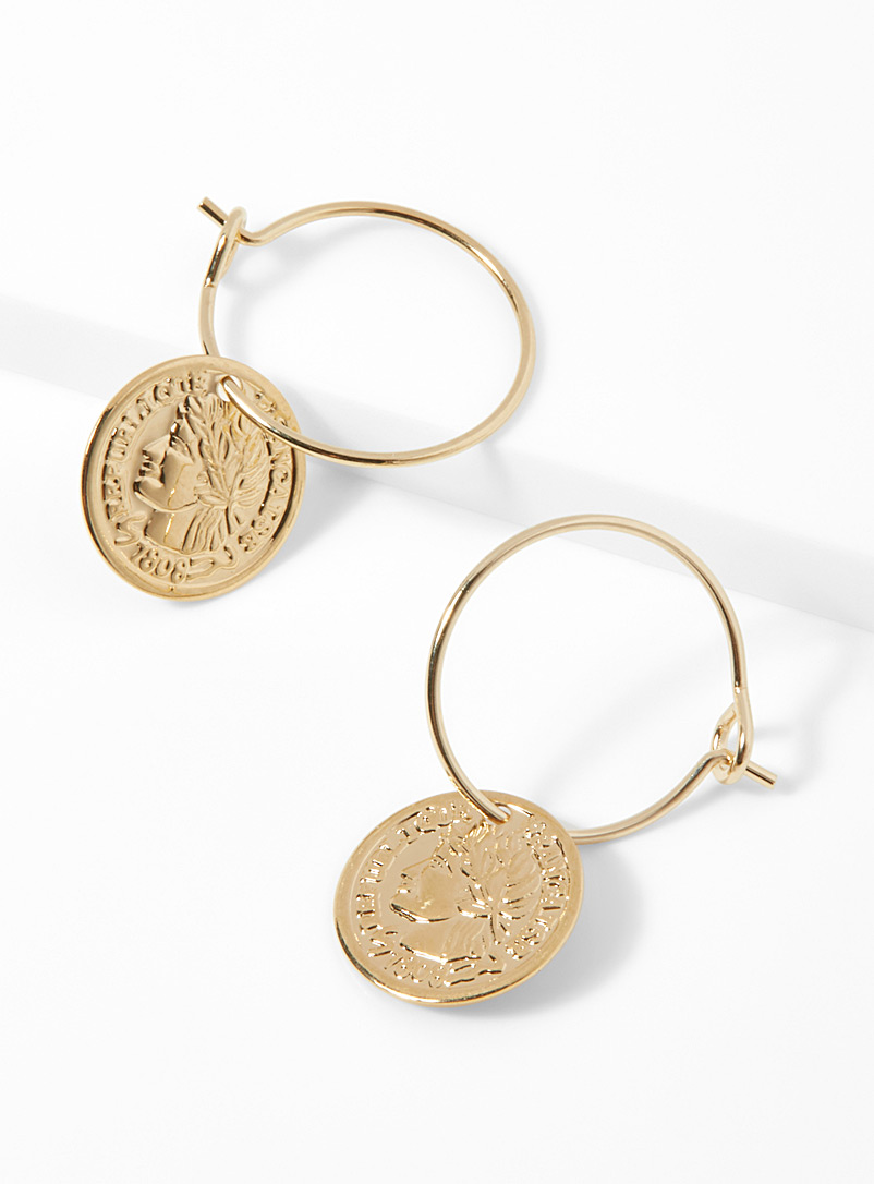 Gag et Lou Patterned Yellow Coin hoops for women