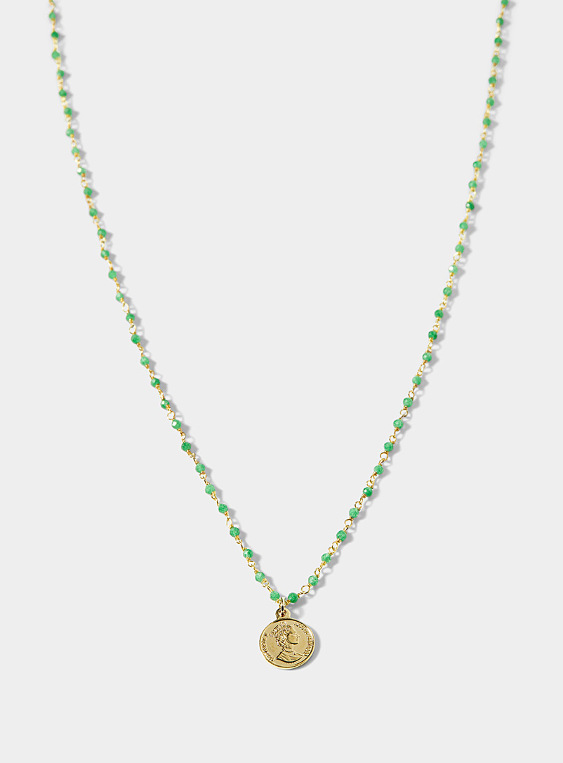 Gag et Lou Patterned Green Pesos necklace for women