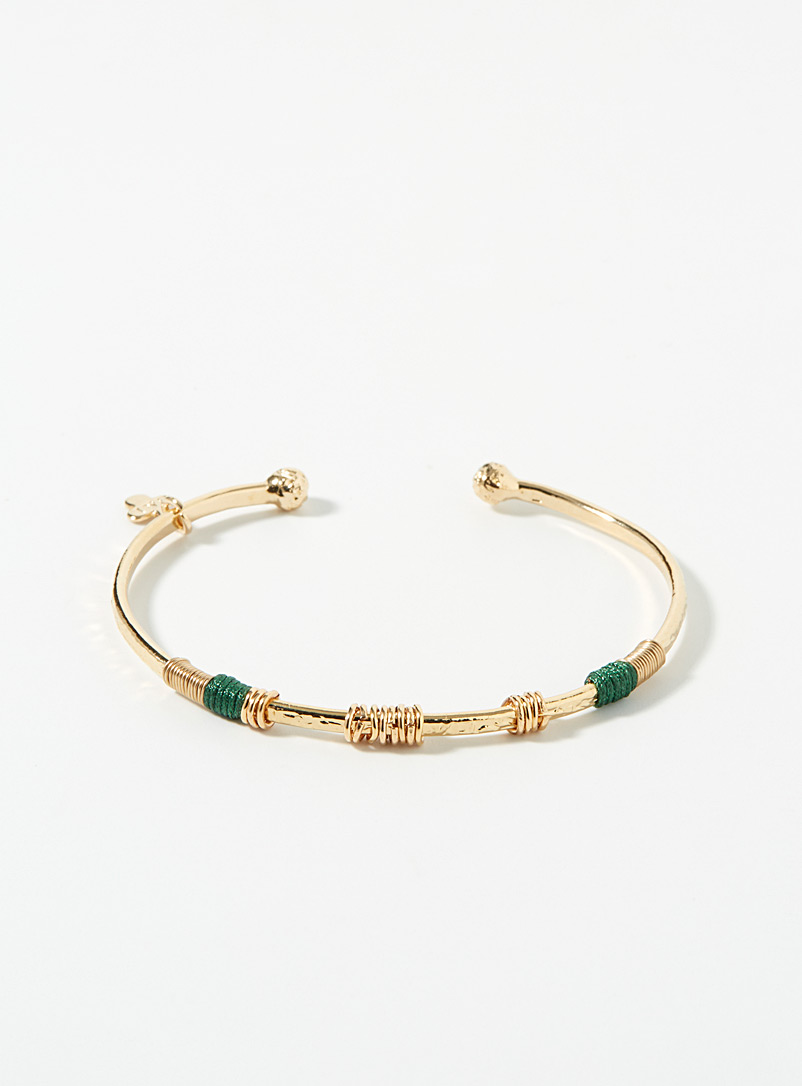 Gag et Lou Mossy Green Arlequin cuff bracelet for women