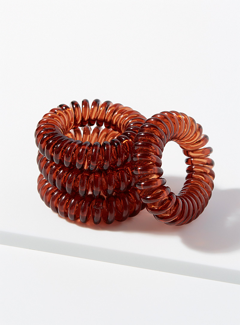 Simons Brown Mini spiral elastics Set of 4 for women