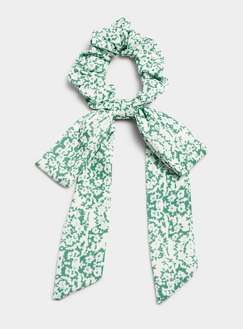 Simons Lime Green Abstract flower bow scrunchie for women