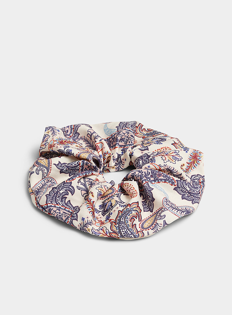 Simons Patterned Ecru Spring paisley oversized scrunchie for women