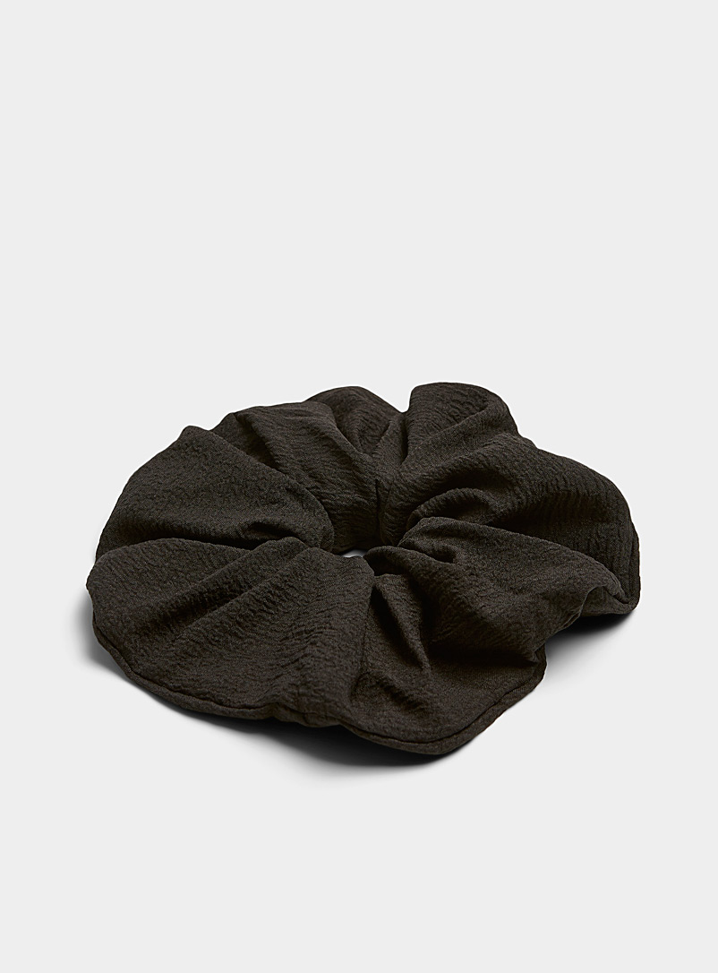 Simons Black Solid textured oversized scrunchie for women