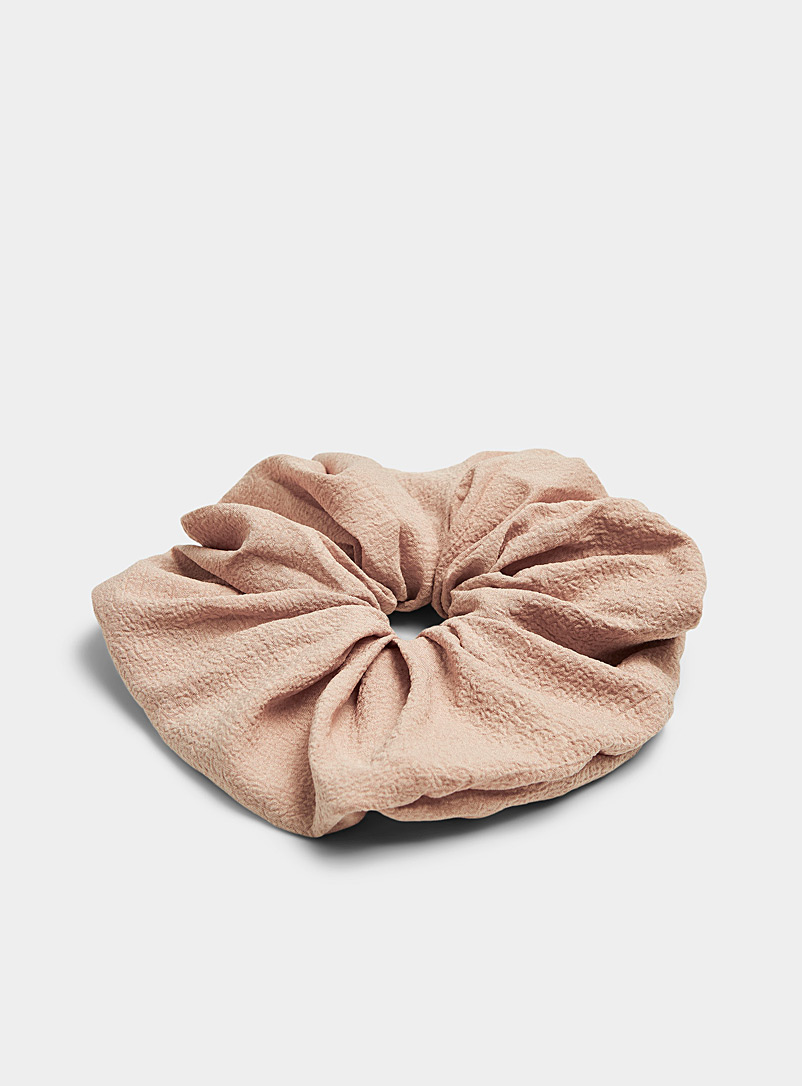 Simons Dark Brown Solid textured oversized scrunchie for women