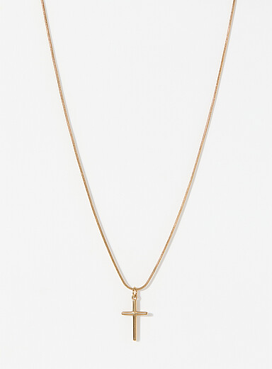 Le collier pendentif dor&eacute; croix