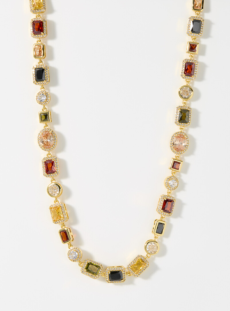 Le 31 Silver Opulent mixed stone golden necklace for men