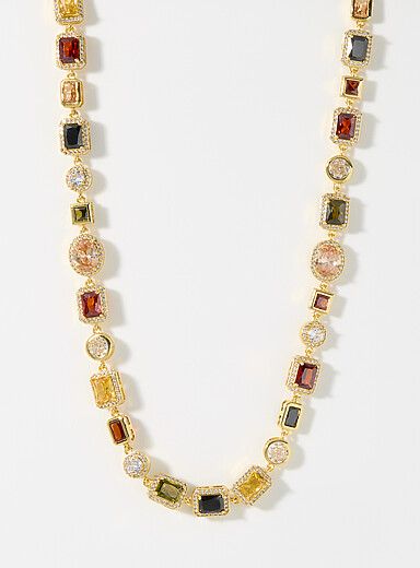 Le collier dor&eacute; pierres mixtes opulentes