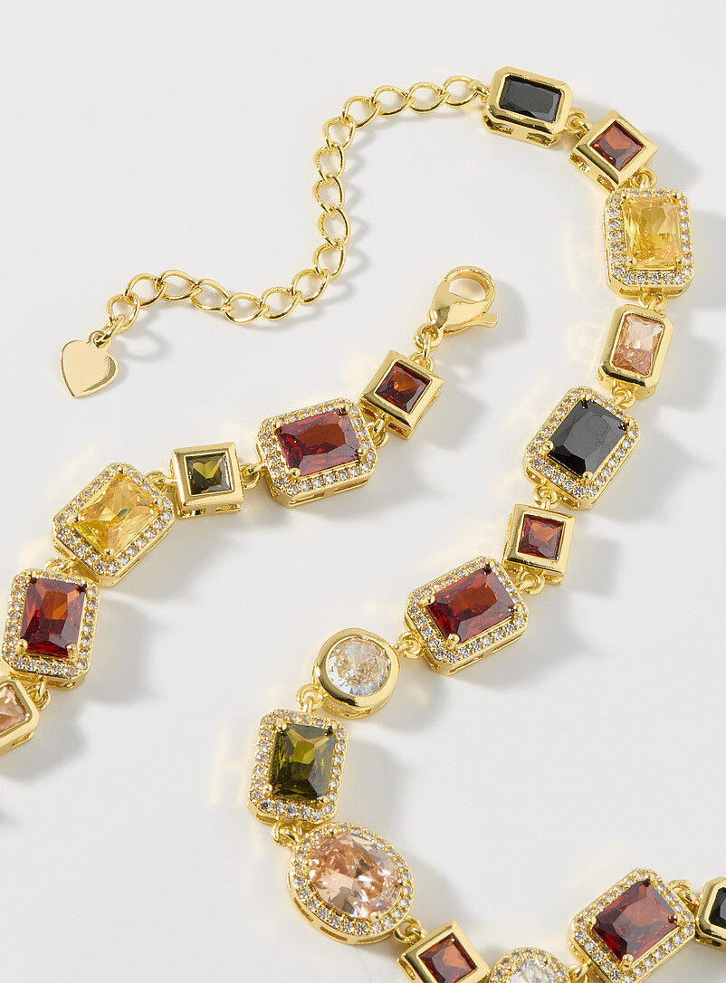 Le 31 Silver Opulent mixed stone golden necklace for men