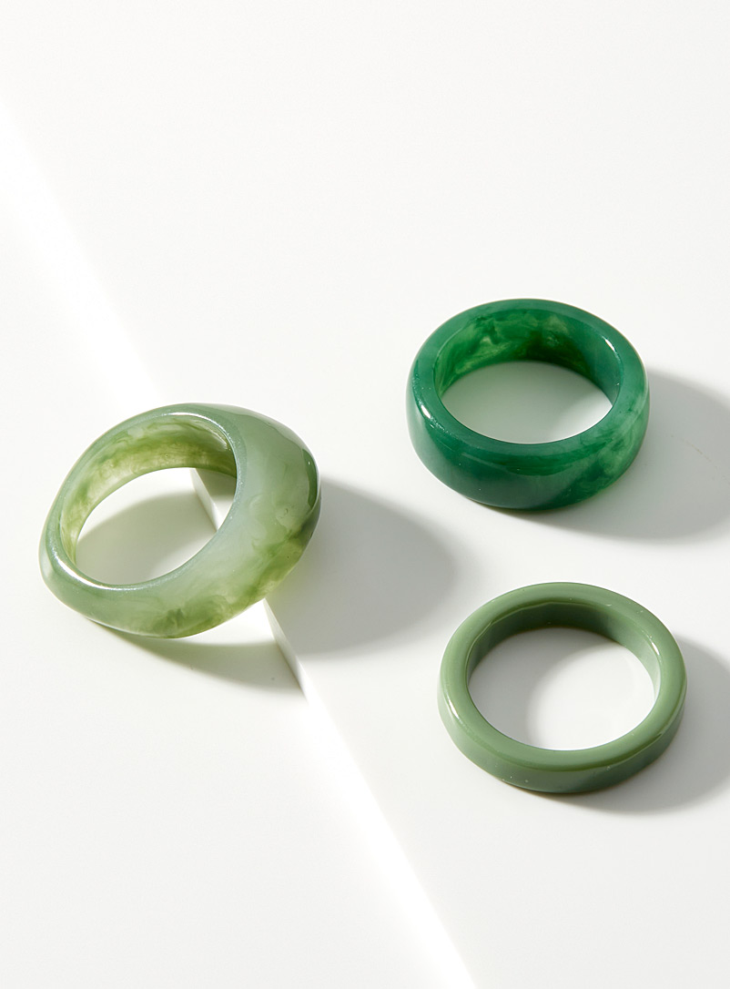 Simons Green Colourful resin rings Set of 3 for women