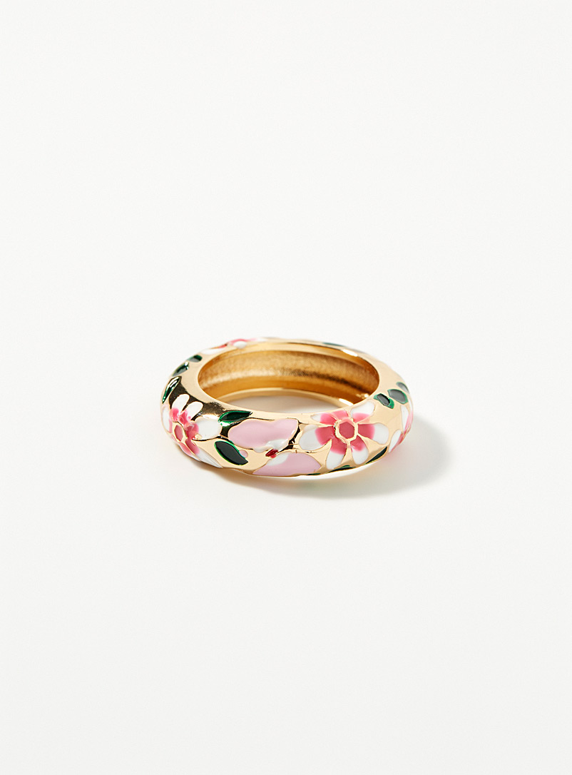Simons Pink Floral garden ring for women