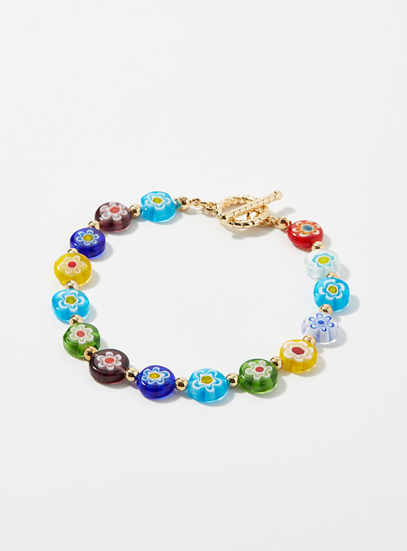 Simons: Le bracelet fantaisie florale Bleu à motifs pour femme