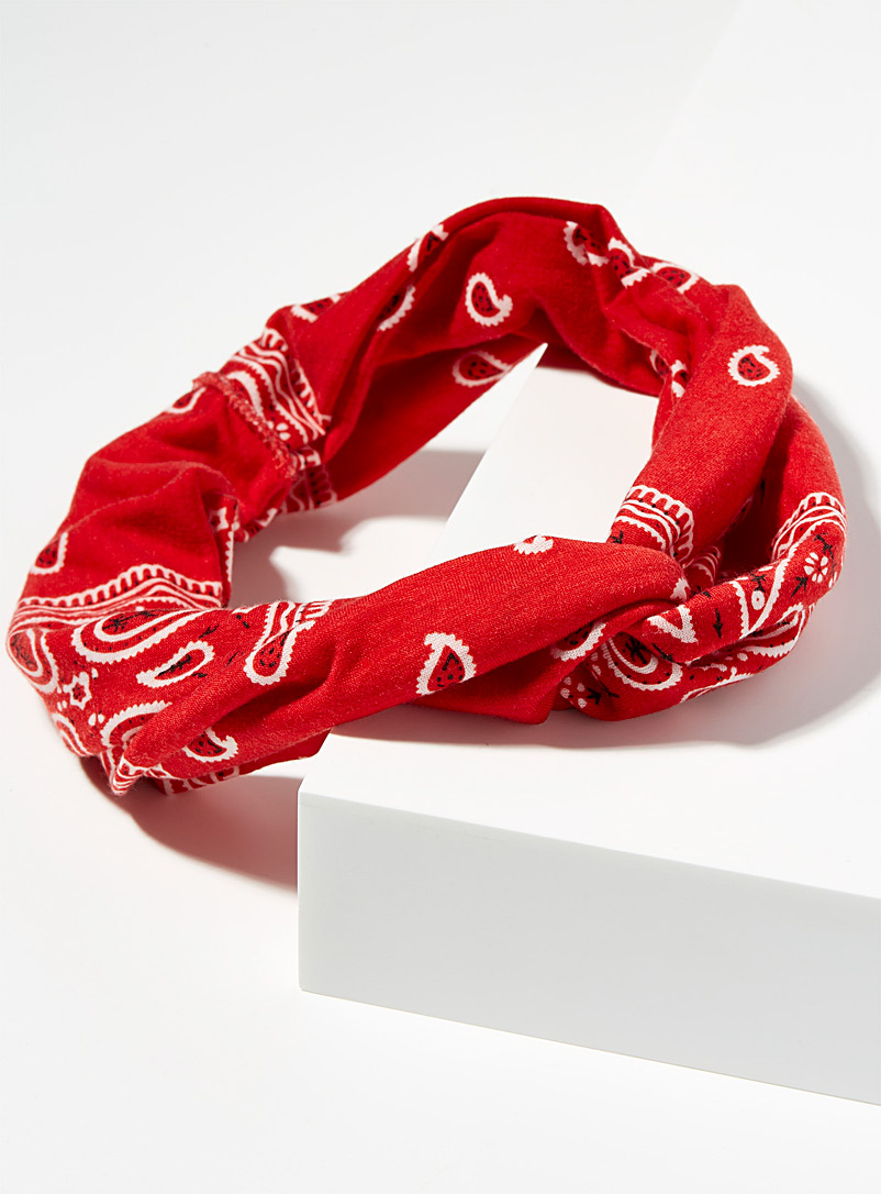 Simons Red Paisley twisted headband for women