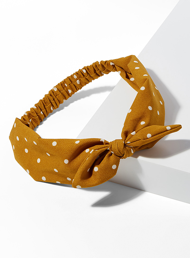 Simons Golden Yellow Polka dot headband for women