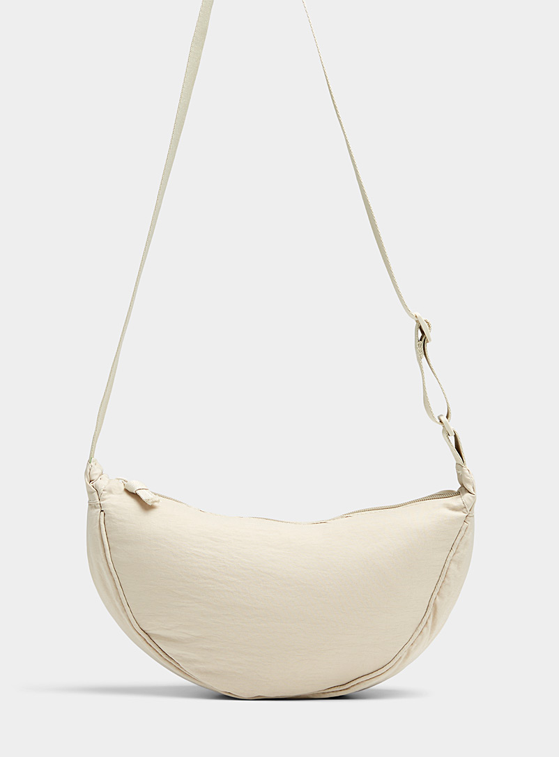 Le 31 Ivory/Cream Beige Crinkled-like belt bag for men