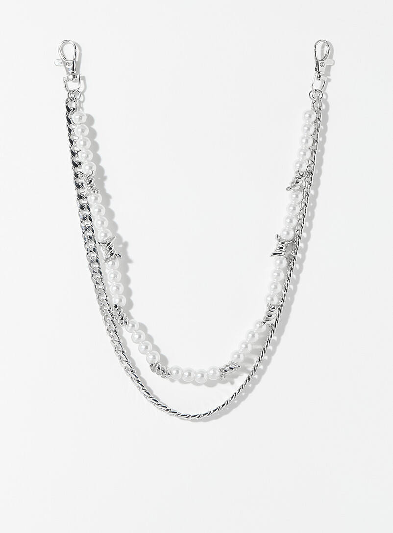 Curb-link and pearl wallet chain product image (primary)