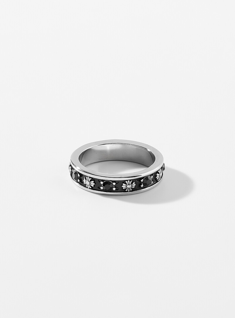 Black stone and mini-cross ring product image (primary)