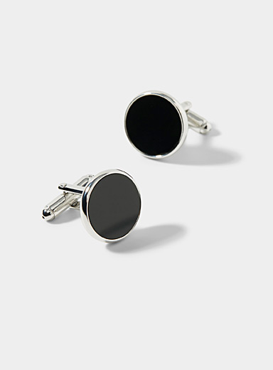 Les boutons de manchette circulaires onyx