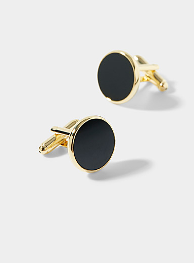 Circular onyx cufflinks