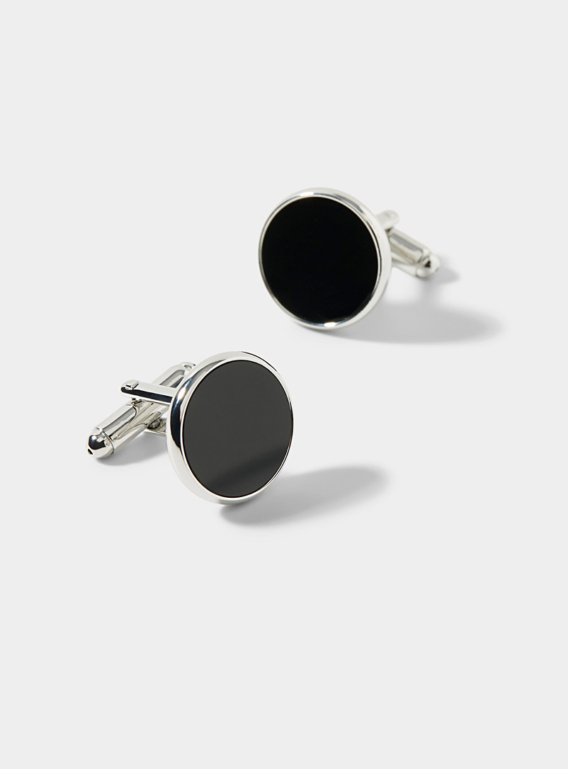 Circular onyx cufflinks product image (primary)