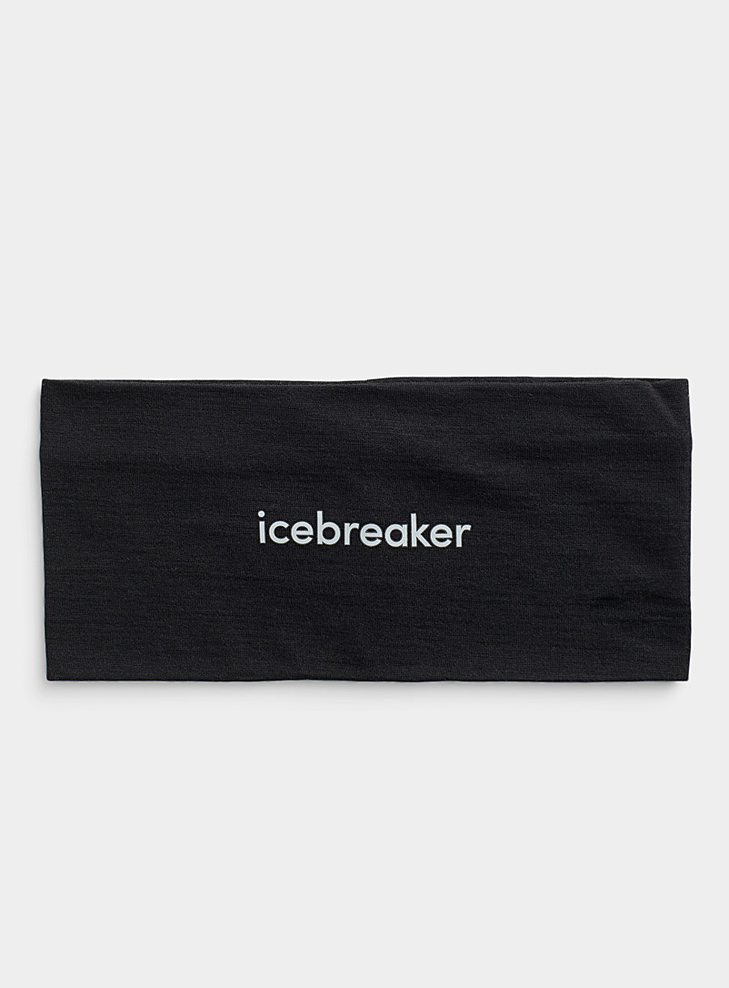 Icebreaker Black Oasis merino wool headband for women