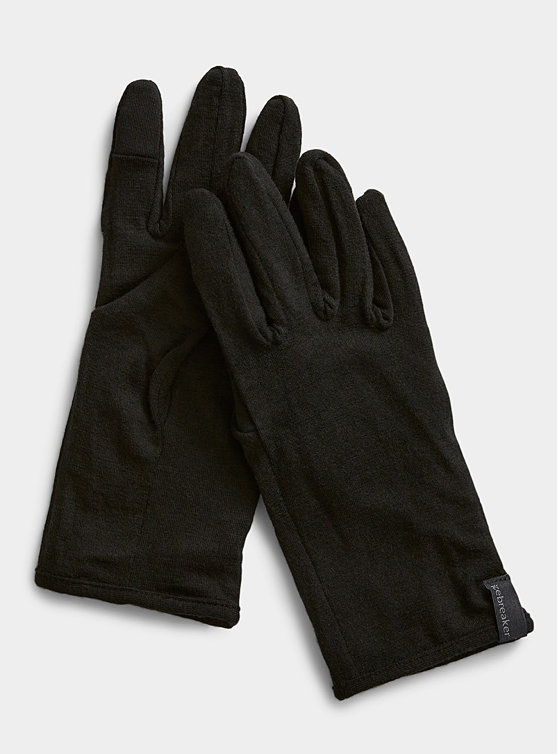 Icebreaker Black 260 merino base layer gloves for men