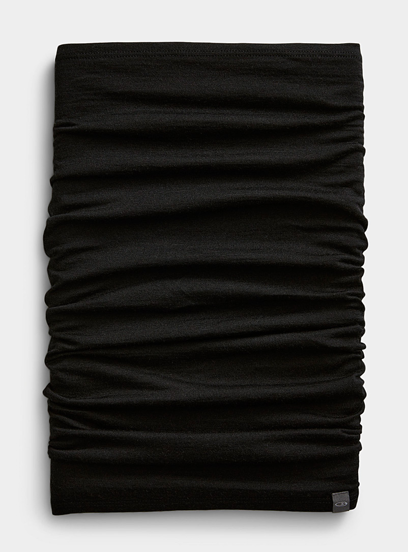 Icebreaker Black Multi-style merino tube scarf for men