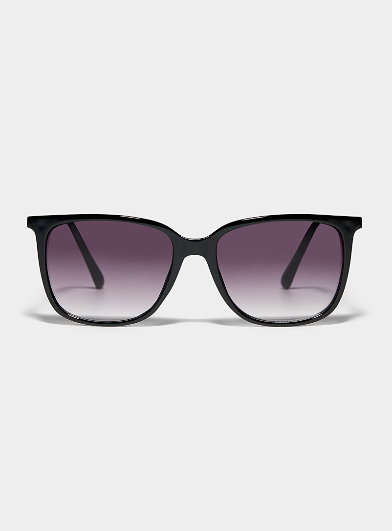 Simons Black Gabby metallic temple square sunglasses for women