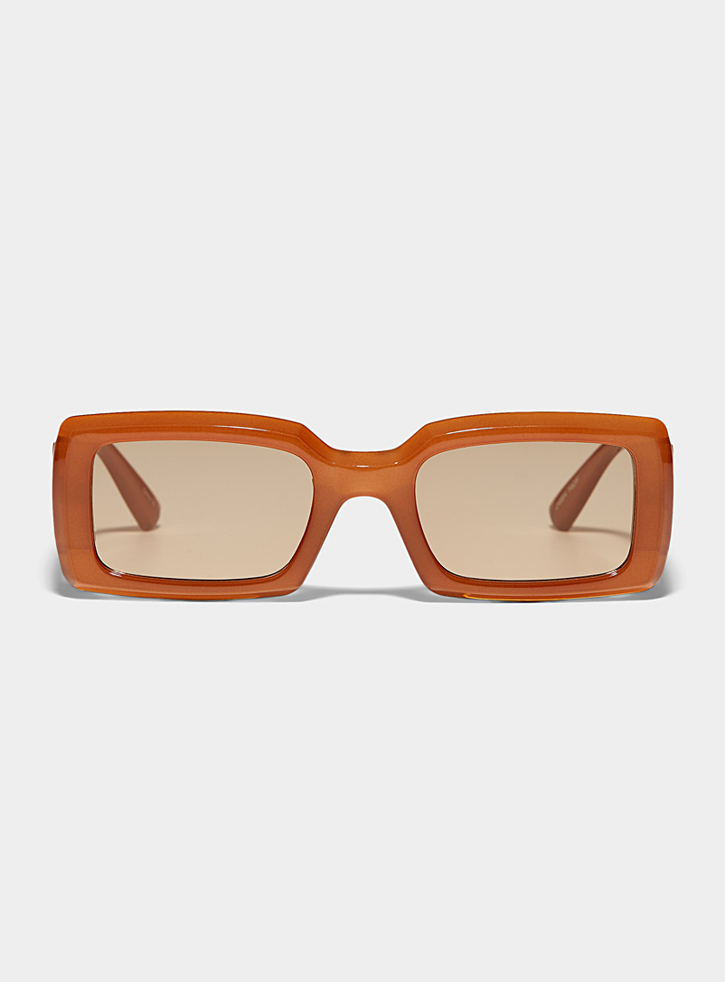 Simons: Les lunettes de soleil rectangulaires translucides Hazel Orange pour femme