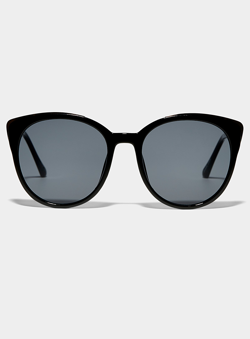 Simons Black Coco oversized round sunglasses for women