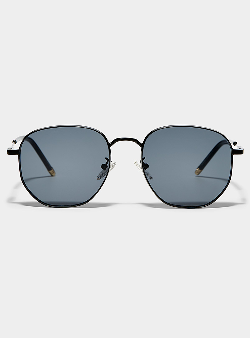 Simons Black Renne rounded metallic sunglasses for women