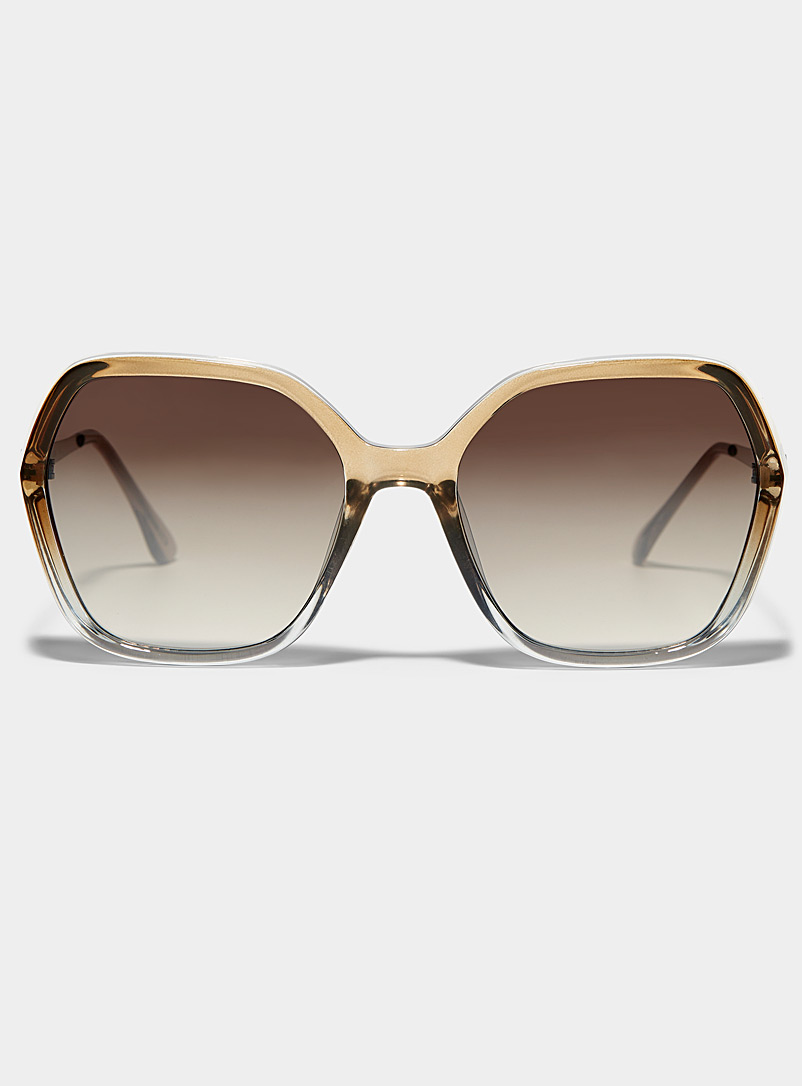 Simons Light Brown Monica angular square sunglasses for women