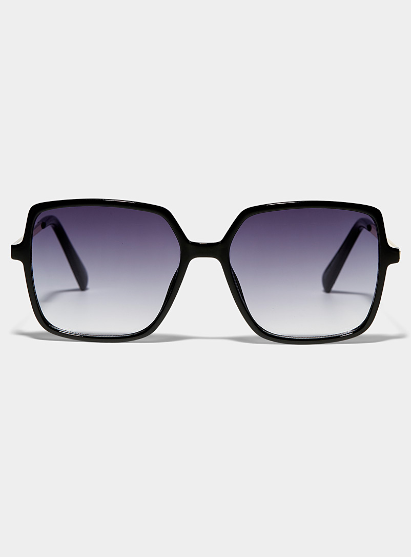 Simons Black Sabrina metallic-temple square sunglasses for women