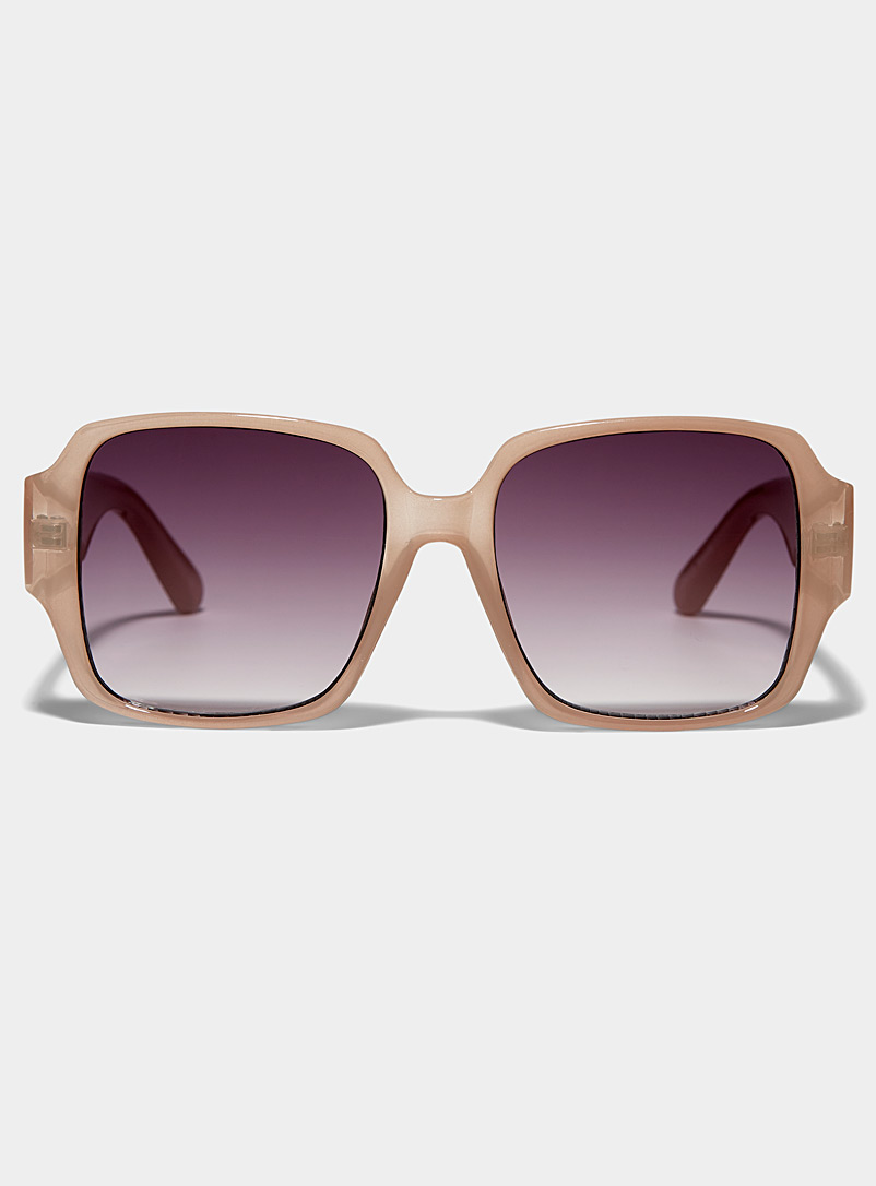 Simons Cream Beige Mandy gold-accent square sunglasses for women