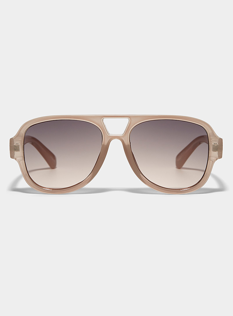 Simons Cream Beige Wren aviator sunglasses for women