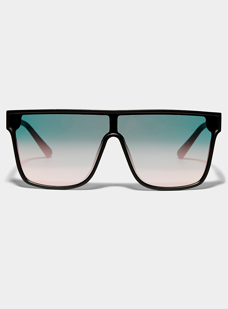 Simons Black Indy square shield sunglasses for women